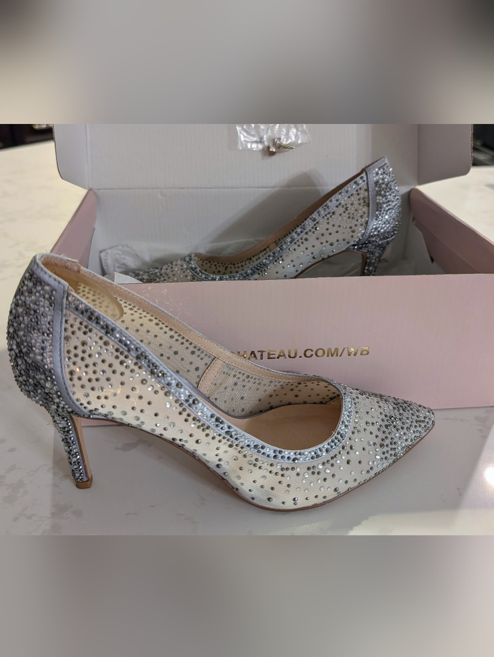 le chateau Silver Crystal Heel Pumps